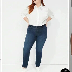 Lane Bryant Tighter tummy high rise straight Jean 24 long plus size dark wash